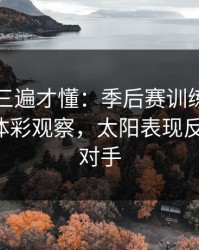 回放看三遍才懂：季后赛训练风波后首战，体彩观察，太阳表现反差太大，对手