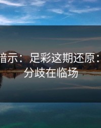 发布会暗示：足彩这期还原：真正的分歧在临场